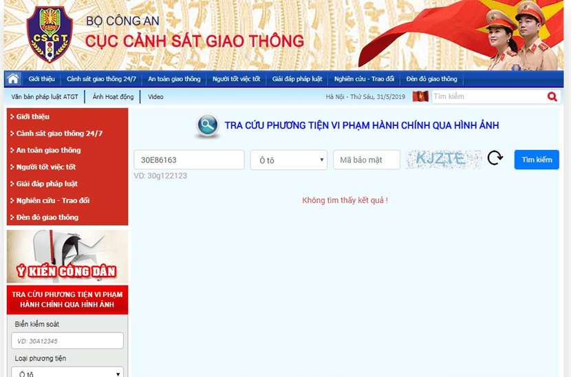 trang web cục csgt