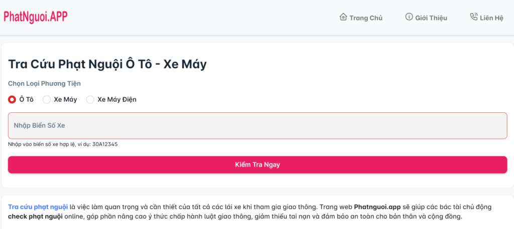 Trang web Phạt nguội App