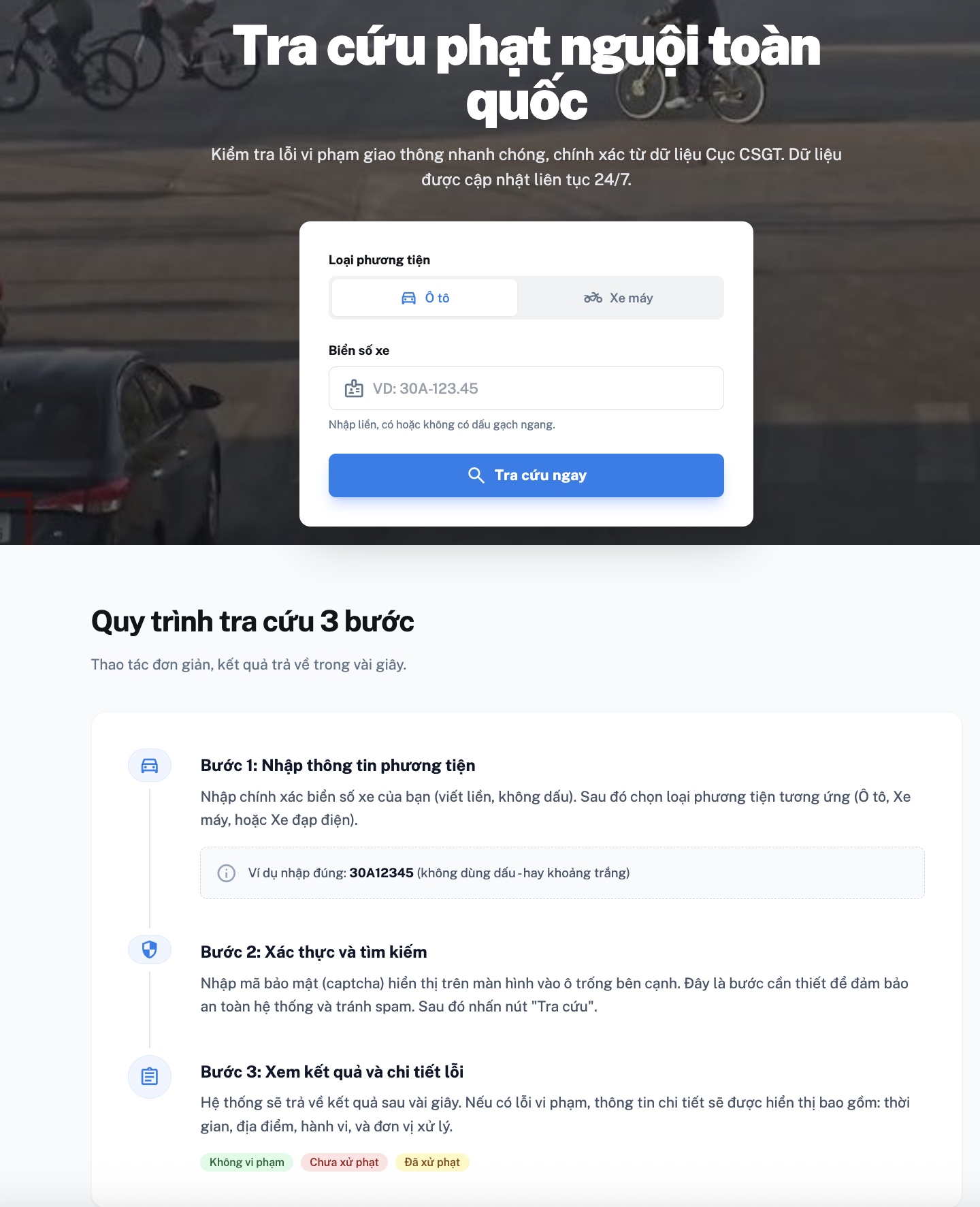 giao diện v3 của phatnguoi.app